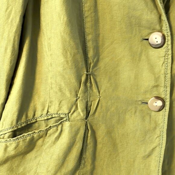J.Jill vintage linen detailed green jacket blazer with top stitch & pockets MP P - Picture 6 of 14